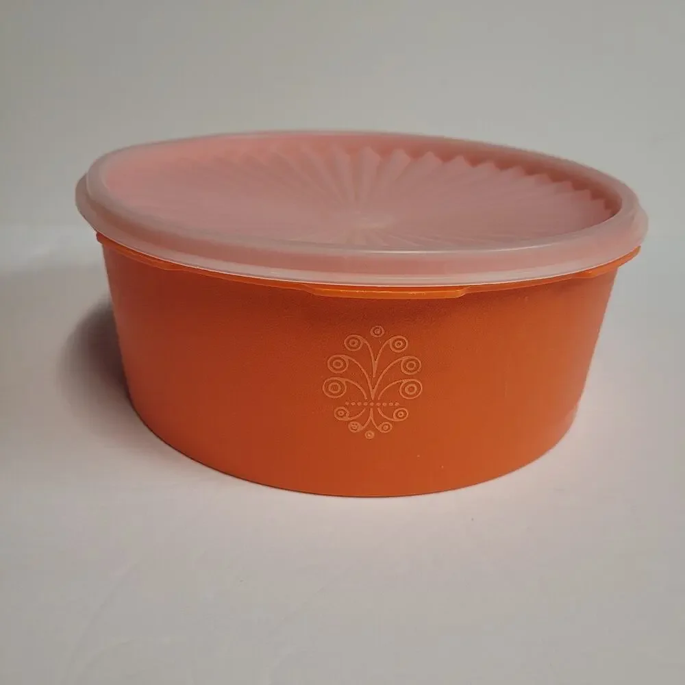 Tupperware Servalier Orange Canister with Sealing Lid Vintage 3